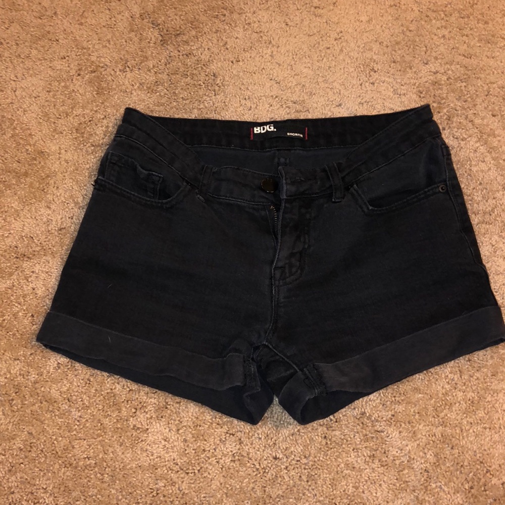 Black denim shorts